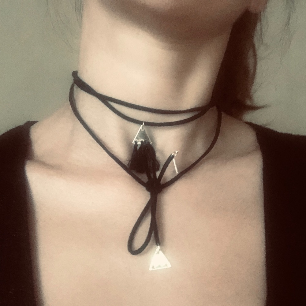 Black Genuine Suede Choker Necklace